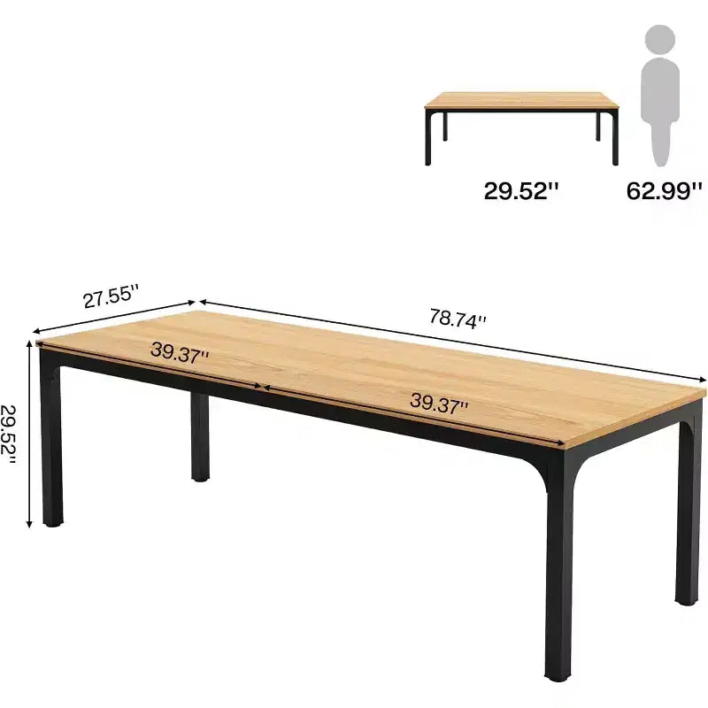 Lantine Bureau d'ordinateur extra long de 199,9 cm, poste de travail double pour 2 personnes pour bureau à domicile