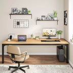 Lantine Bureau d'ordinateur extra long de 199,9 cm, poste de travail double pour 2 personnes pour bureau à domicile