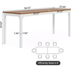 Lantine Bureau double extra long 78,7 pouces, bureau d'écriture, de jeu, d'ordinateur pour deux personnes pour bureau à domicile, Noyer + Blanc