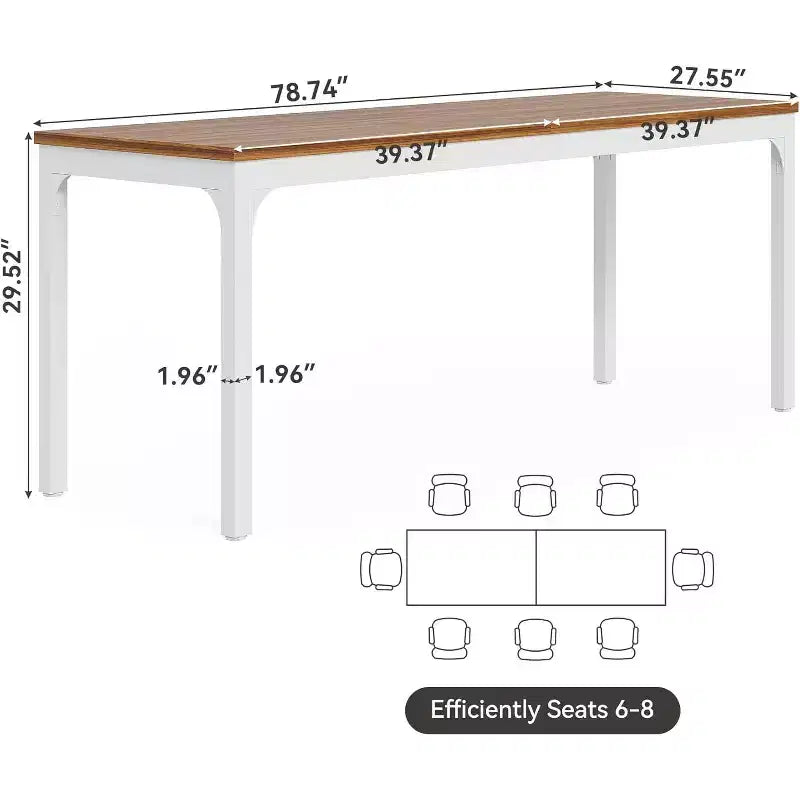 Lantine Bureau double extra long 78,7 pouces, bureau d'écriture, de jeu, d'ordinateur pour deux personnes pour bureau à domicile, Noyer + Blanc