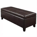 Zeus & Ruta 50.25 Banc de rangement rectangulaire avec couvercle relevable en similicuir marron vieilli