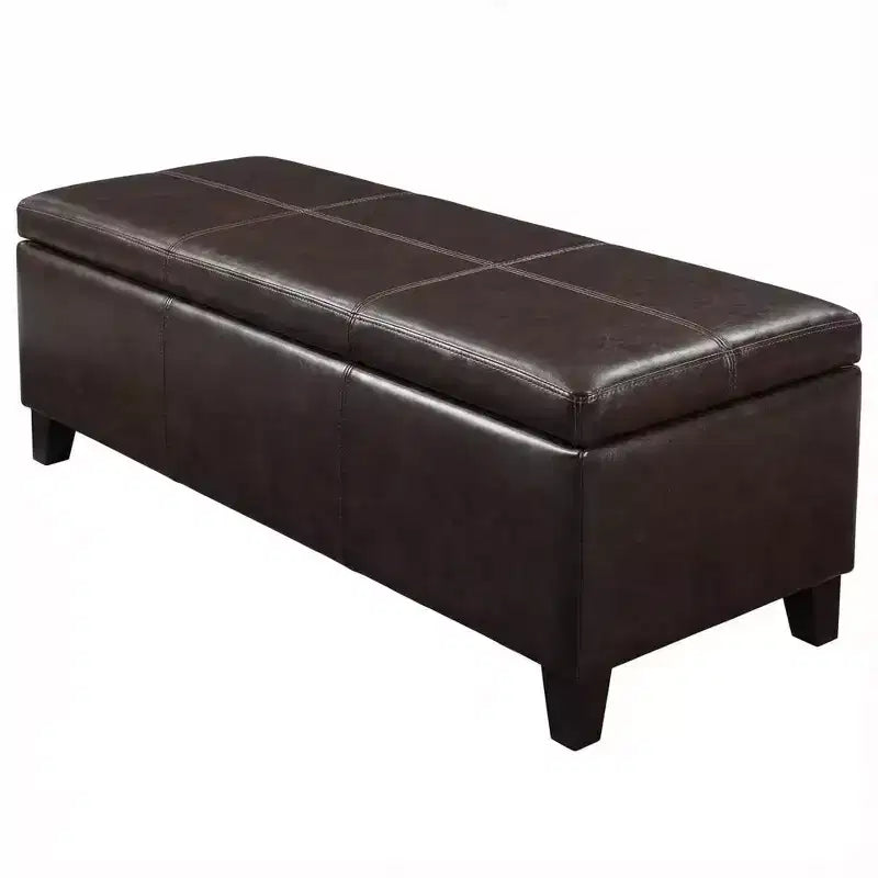 Zeus & Ruta 50.25 Banc de rangement rectangulaire avec couvercle relevable en similicuir marron vieilli