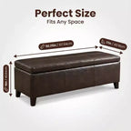 Zeus & Ruta 50.25 Banc de rangement rectangulaire avec couvercle relevable en similicuir marron vieilli