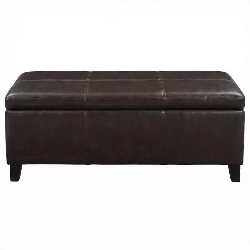 Zeus & Ruta 50.25 Banc de rangement rectangulaire avec couvercle relevable en similicuir marron vieilli