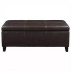 Zeus & Ruta 50.25 Banc de rangement rectangulaire avec couvercle relevable en similicuir marron vieilli