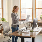 Bureau d'ordinateur portable réglable en hauteur FurnitureR avec tiroir à clavier, poste de travail assis-debout avec plateau en MDF pour bureau à domicile, écriture, lecture et étude