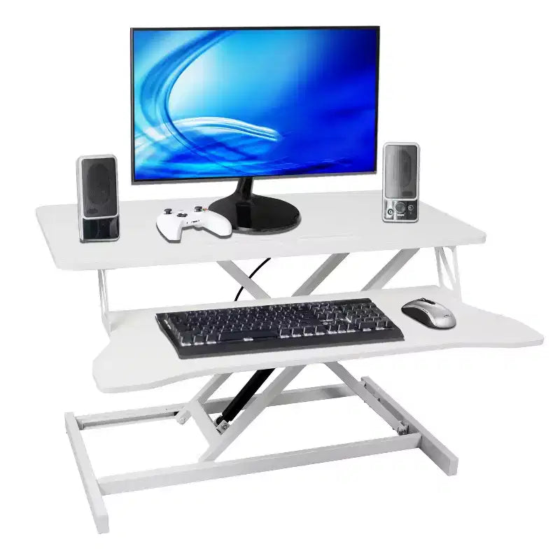 Bureau d'ordinateur portable réglable en hauteur FurnitureR avec tiroir à clavier, poste de travail assis-debout avec plateau en MDF pour bureau à domicile, écriture, lecture et étude
