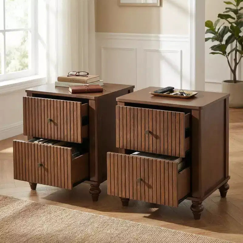 Christopher Knight Home Fabien Tables de chevet modernes en bois à 2 tiroirs (Lot de 2)