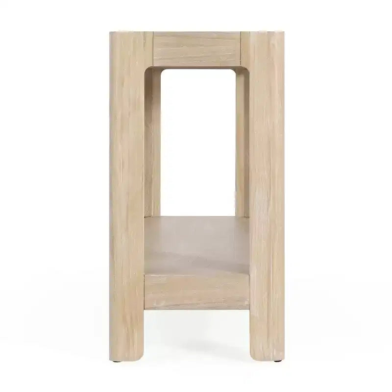 59 Table console d'entrée moderne, Table de couloir minimaliste avec coins arrondis, Étagère ouverte pour le salon ou derrière le canapé - Panipeachy
