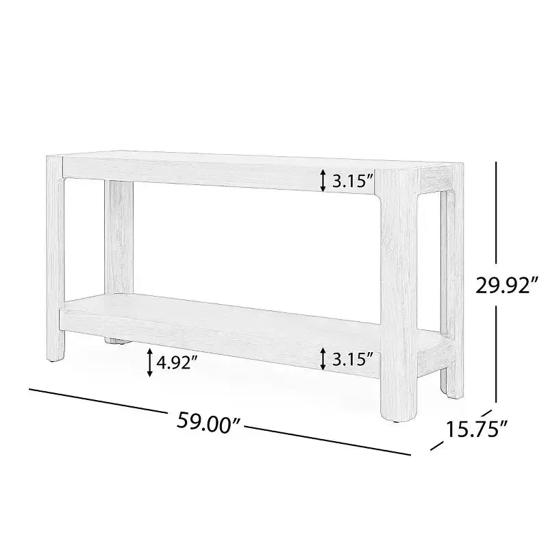 59 Table console d'entrée moderne, Table de couloir minimaliste avec coins arrondis, Étagère ouverte pour le salon ou derrière le canapé - Panipeachy