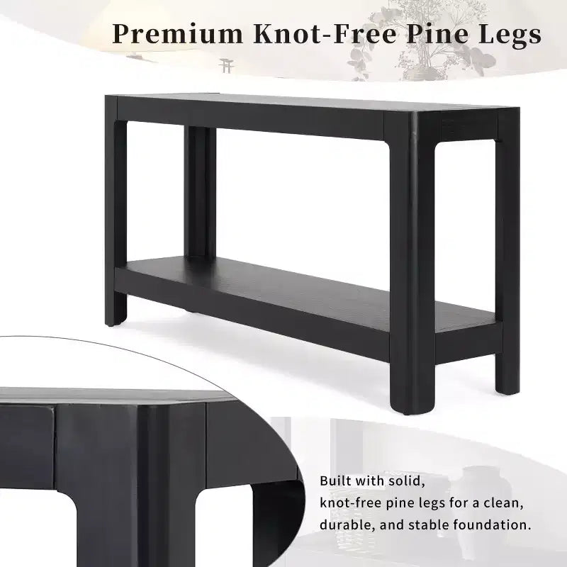 59 Table console d'entrée moderne, Table de couloir minimaliste avec coins arrondis, Étagère ouverte pour le salon ou derrière le canapé - Panipeachy