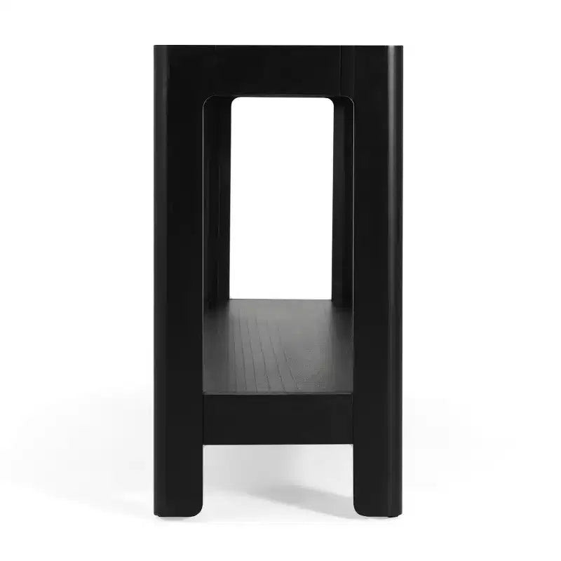 59 Table console d'entrée moderne, Table de couloir minimaliste avec coins arrondis, Étagère ouverte pour le salon ou derrière le canapé - Panipeachy