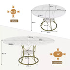 4359 Table de salle à manger ronde extensible pour 4 à 6 personnes, table de cuisine avec étagère de rangement et base en métal pour salle à manger-Panipeachy