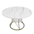 4359 Table de salle à manger ronde extensible pour 4 à 6 personnes, table de cuisine avec étagère de rangement et base en métal pour salle à manger-Panipeachy