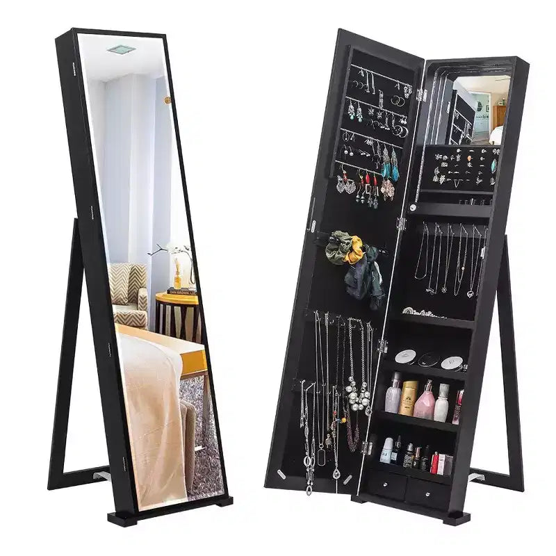 Karl Home Mirror Jewelry Cabinet Armoire, Freestanding Lockable Storage Organizer