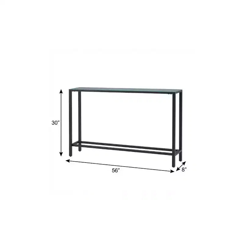 HomeRoots 56 Table console en verre miroir noir