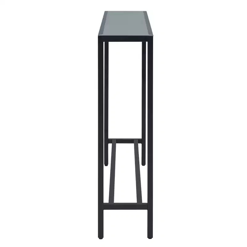 HomeRoots 56 Table console en verre miroir noir