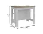 HomeRoots Îlot de Cuisine Blanc et Marron 41 po avec Rangement