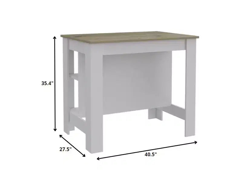 HomeRoots Îlot de Cuisine Blanc et Marron 41 po avec Rangement