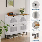 Meuble de rangement pour chaussures, Organisateur de chaussures - Design moderne à 4 portes abattantes avec étagères réglables, Gain de place pour l'entrée, le couloir et le salon