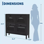 Meuble de rangement pour chaussures, Organisateur de chaussures - Design moderne à 4 portes abattantes avec étagères réglables, Gain de place pour l'entrée, le couloir et le salon