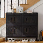 Meuble de rangement pour chaussures, Organisateur de chaussures - Design moderne à 4 portes abattantes avec étagères réglables, Gain de place pour l'entrée, le couloir et le salon