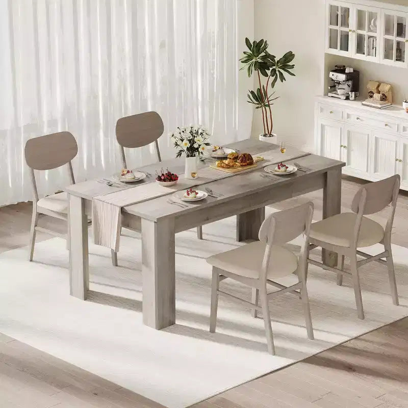 Table à manger pour 4-6 personnes, Table de salle à manger de 160 cm pour 4 personnes, Grande table de cuisine de ferme, Table de salle à manger rectangulaire pour petit espace, Table de dîner