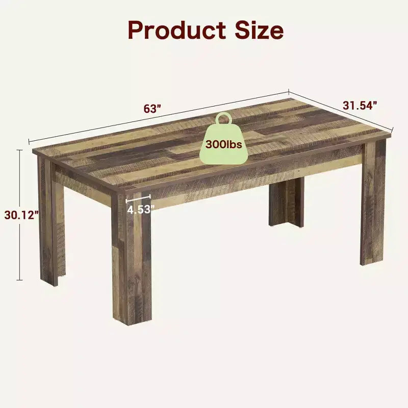 Table à manger pour 4-6 personnes, Table de salle à manger de 160 cm pour 4 personnes, Grande table de cuisine de ferme, Table de salle à manger rectangulaire pour petit espace, Table de dîner