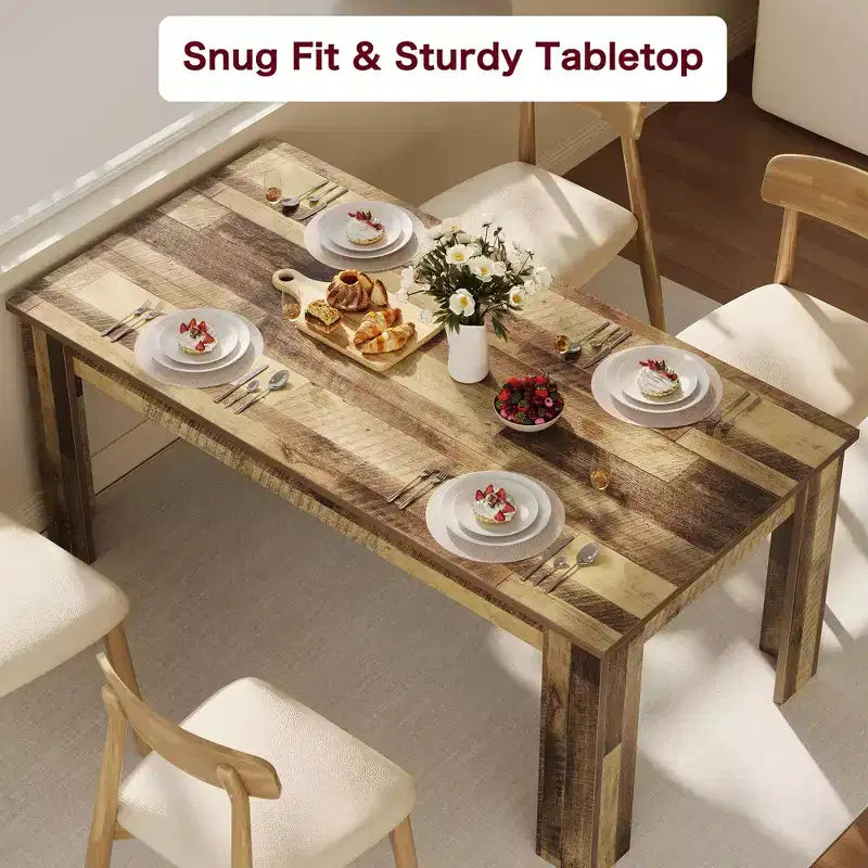 Table à manger pour 4-6 personnes, Table de salle à manger de 160 cm pour 4 personnes, Grande table de cuisine de ferme, Table de salle à manger rectangulaire pour petit espace, Table de dîner