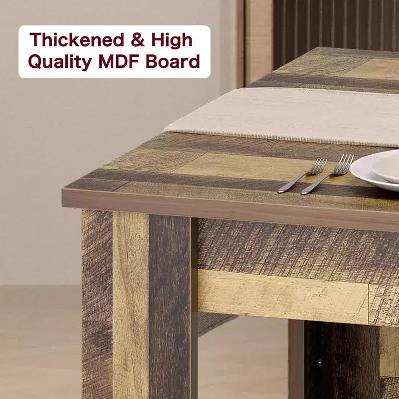 Table à manger pour 4-6 personnes, Table de salle à manger de 160 cm pour 4 personnes, Grande table de cuisine de ferme, Table de salle à manger rectangulaire pour petit espace, Table de dîner