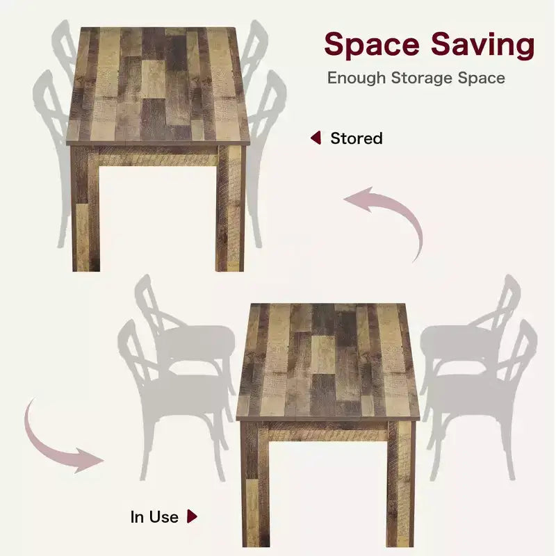 Table à manger pour 4-6 personnes, Table de salle à manger de 160 cm pour 4 personnes, Grande table de cuisine de ferme, Table de salle à manger rectangulaire pour petit espace, Table de dîner