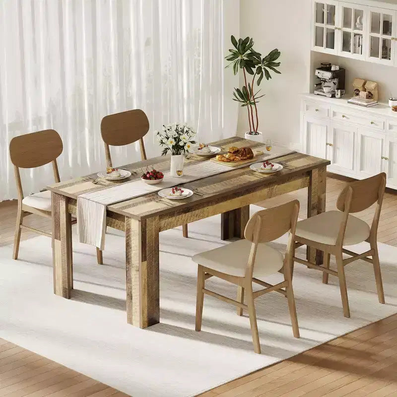 Table à manger pour 4-6 personnes, Table de salle à manger de 160 cm pour 4 personnes, Grande table de cuisine de ferme, Table de salle à manger rectangulaire pour petit espace, Table de dîner