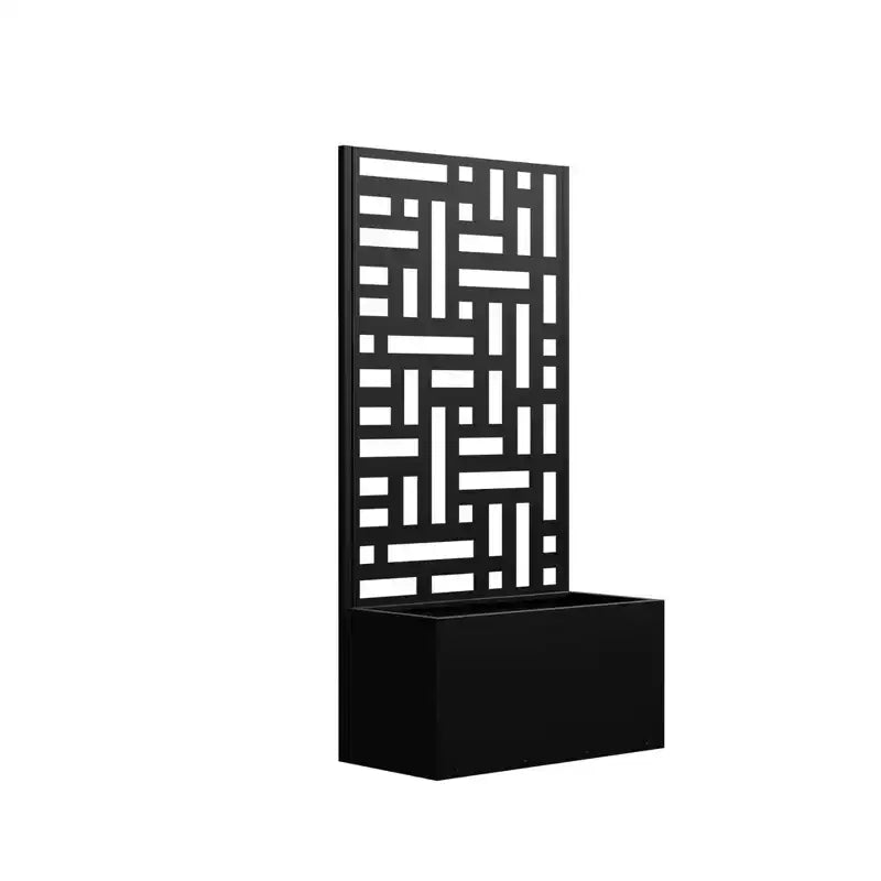 Jardinière en fer forgé noir MAYEERTY avec treillis (style urbain), 47x24x12, jardinière compacte pour jardin extérieur