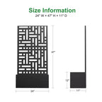 Jardinière en fer forgé noir MAYEERTY avec treillis (style urbain), 47x24x12, jardinière compacte pour jardin extérieur