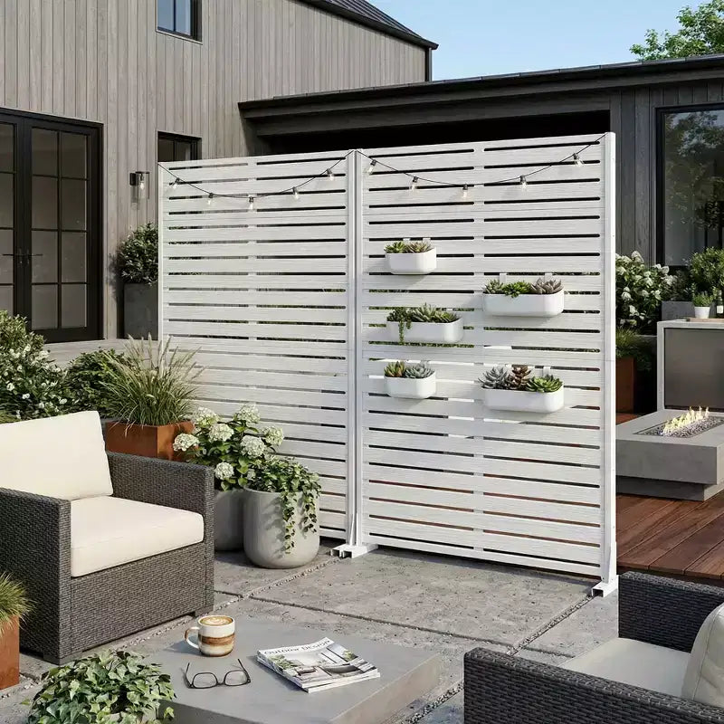 Séparateur de pièce MAYEERTY Classic Louvered White HDPE, 72x47x16, Paravent Intérieur Extérieur Facile d'Entretien 6 Pièces
