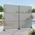 MAYEERTY Paravent Laurence Diamond gris en acier galvanisé, 72x47x16, décoratif double face en 3 panneaux
