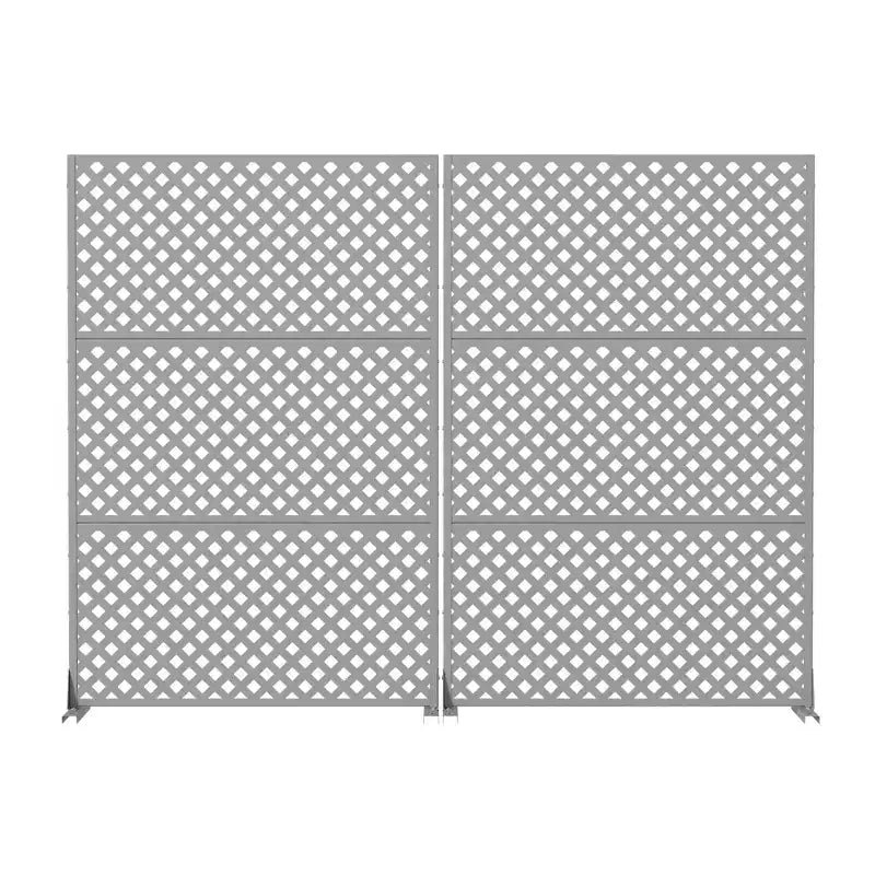 MAYEERTY Paravent Laurence Diamond gris en acier galvanisé, 72x47x16, décoratif double face en 3 panneaux