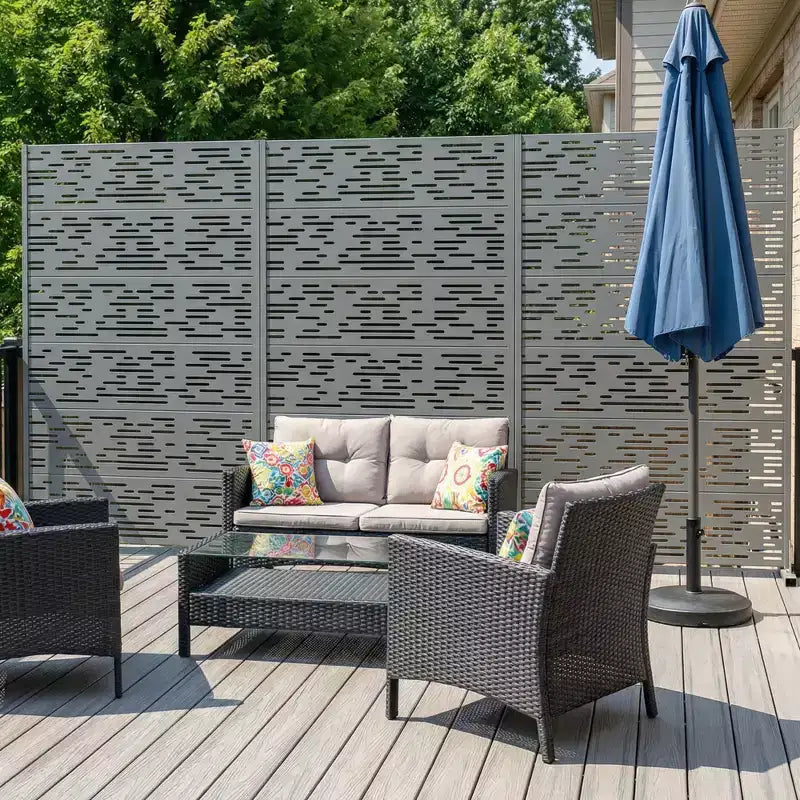 MAYEERTY Godfrey Light & Shadow B Paravent en acier galvanisé gris, 72x47x16, 6 panneaux double-face