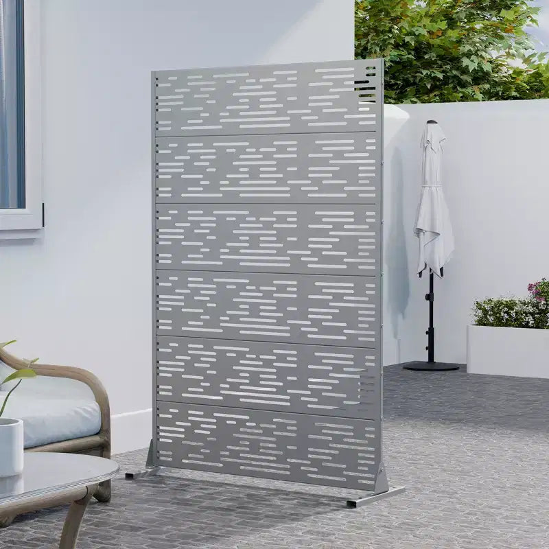 MAYEERTY Godfrey Light & Shadow B Paravent en acier galvanisé gris, 72x47x16, 6 panneaux double-face