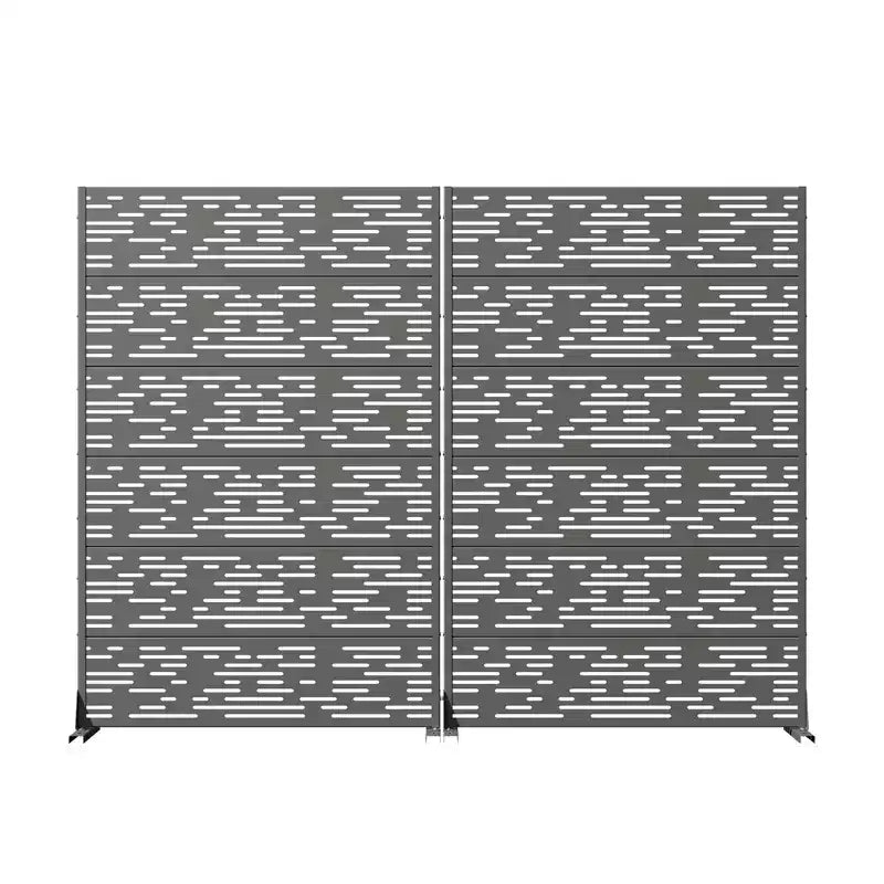 MAYEERTY Godfrey Light & Shadow B Paravent en acier galvanisé gris, 72x47x16, 6 panneaux double-face