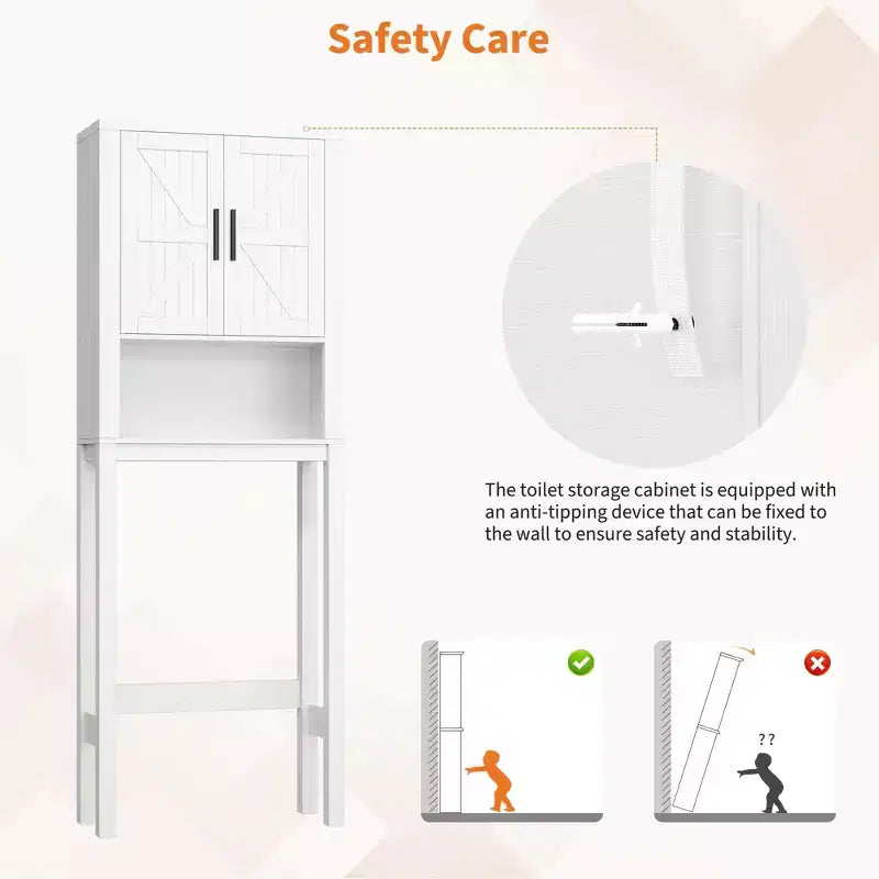 Organisateur de Salle de Bain Moderne Sur Toilette avec Étagères Réglables et Dispositif Anti-Basculement, Étagère de Rangement pour Toilettes Autoportante