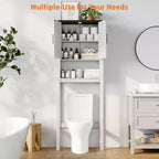 Organisateur de Salle de Bain Moderne Sur Toilette avec Étagères Réglables et Dispositif Anti-Basculement, Étagère de Rangement pour Toilettes Autoportante