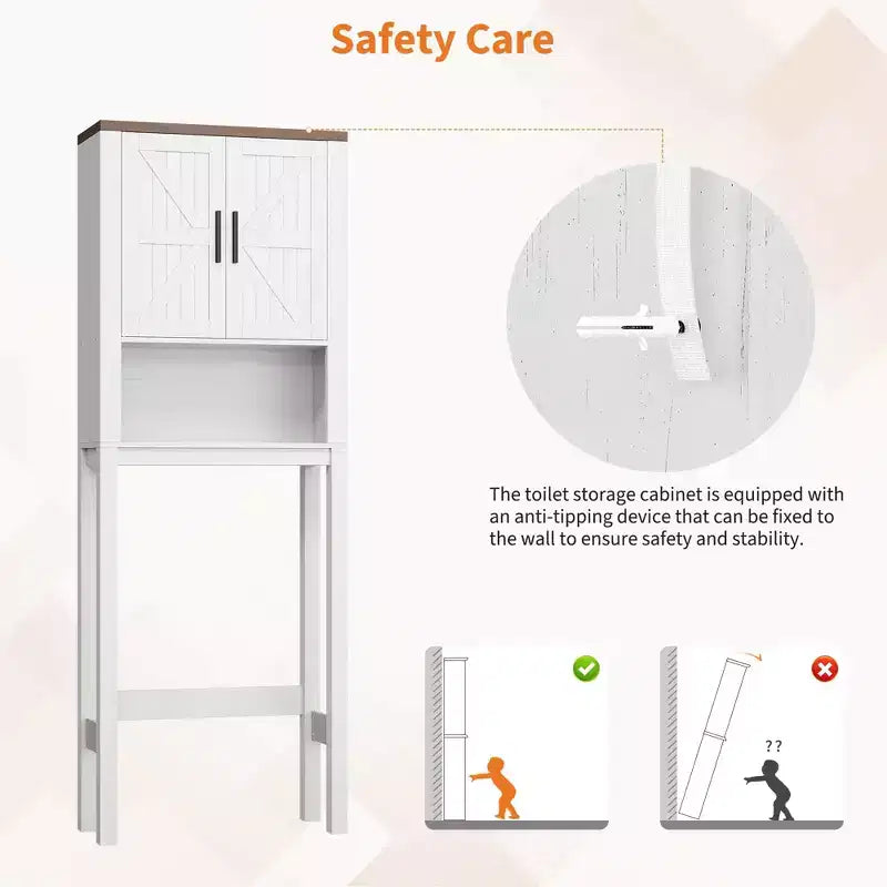 Organisateur de Salle de Bain Moderne Sur Toilette avec Étagères Réglables et Dispositif Anti-Basculement, Étagère de Rangement pour Toilettes Autoportante