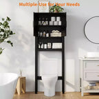 Organisateur de Salle de Bain Moderne Sur Toilette avec Étagères Réglables et Dispositif Anti-Basculement, Étagère de Rangement pour Toilettes Autoportante