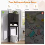 Organisateur de Salle de Bain Moderne Sur Toilette avec Étagères Réglables et Dispositif Anti-Basculement, Étagère de Rangement pour Toilettes Autoportante