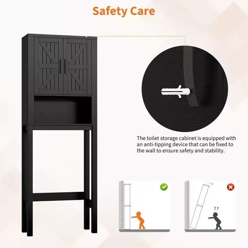 Organisateur de Salle de Bain Moderne Sur Toilette avec Étagères Réglables et Dispositif Anti-Basculement, Étagère de Rangement pour Toilettes Autoportante