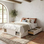 Cadre de lit plateforme Whisen Queen avec 4 tiroirs de rangement et rangement dans le pied de lit