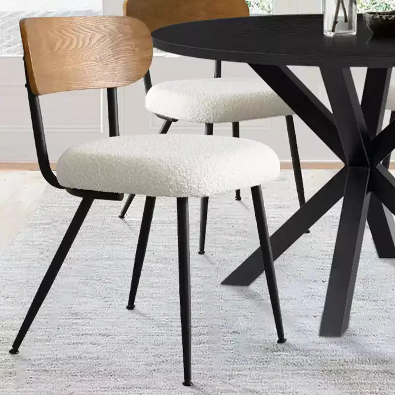 Ensemble de salle à manger 5 pièces, table ronde de 40 pouces en bois noir et chaises rembourrées en boucle avec dossier en frêne pour salle à manger - Panipeachy