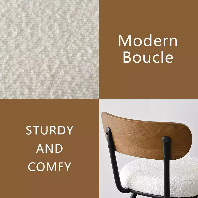 Ensemble de salle à manger 5 pièces, table ronde de 40 pouces en bois noir et chaises rembourrées en boucle avec dossier en frêne pour salle à manger - Panipeachy