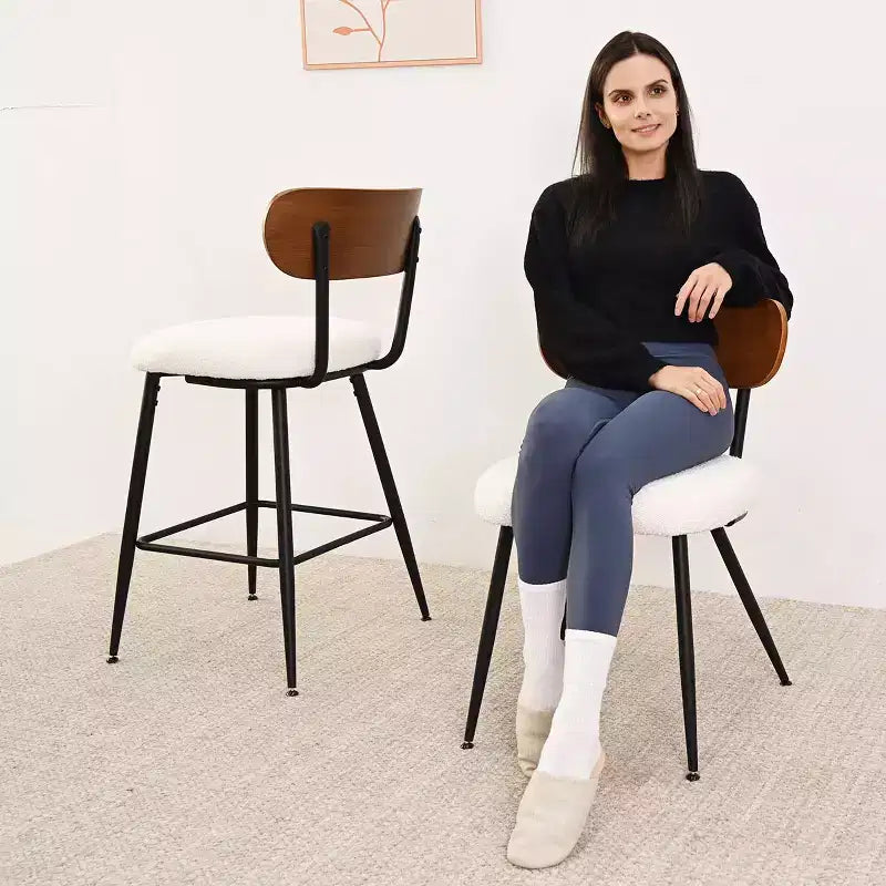 Ensemble de salle à manger 5 pièces, table ronde de 40 pouces en bois noir et chaises rembourrées en boucle avec dossier en frêne pour salle à manger - Panipeachy